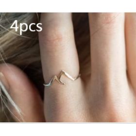 Mountain-shaped Copper Creative Custom Ladies Ring (Option: Gold-4pcs)