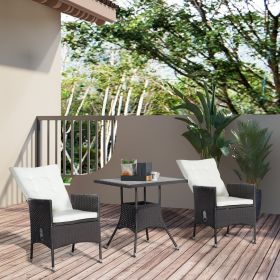 3 Piece Patio Bistro Set (Option: Cream White-910x710x380 mm)