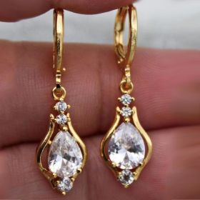 Purple Zircon All-match Drop-shaped Temperament Earrings (Option: white)