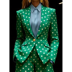 Houndstooth Lapel Slim Fit Suit Jacket For Women, Long Sleeve (Option: Green-M)