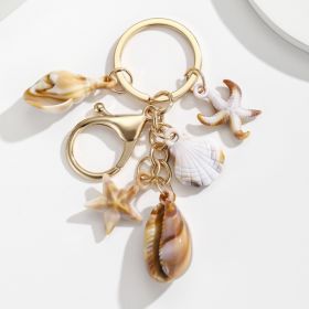 Simulation Shell Conch Starfish Five-pointed Star Pendant Keychain (Option: Style 12)