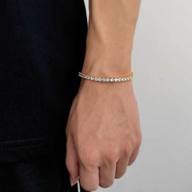 Tennis Chain Zircon Bracelet Fashion Brand Hip Hop (Option: Golden Width 4mm-Bracelet 7 Inches)