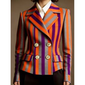 Women's Double-breasted Elegant Suit Jacket (Option: Orange-5XL)