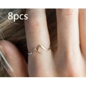 Mountain-shaped Copper Creative Custom Ladies Ring (Option: Gold-8PCS)