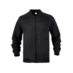 Men's Suede Solid Color Casual Retro Jacket (Option: Black-S)