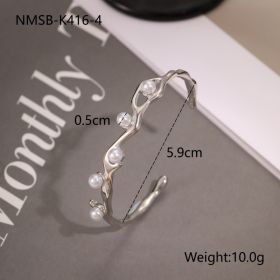 European And American Ins Fashion Design Stainless Steel Bracelet Opening Bracelet (Option: NMSB K4164-18K)