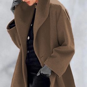 Women's Trendy Clothes Multi-color Round Neck Loose Sweater Woolen Coat Solid Casual Coat For Autumn And Winter (Option: Brown-4XL)