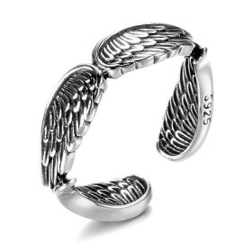 Love Couple Plain Silver Ring Angel Wings (Option: New angel wings)