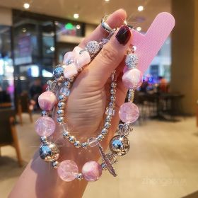 Women's Double Chain Feather Short Cellphone Chain (Option: pink)