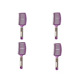 Hairbrush Anti Klit Brushy Haarborstel Women Detangler Hair Brush Bristle Nylon Scalp Massage  Teaser Hair Brush Comb (Option: Purple-Brush-4pc)