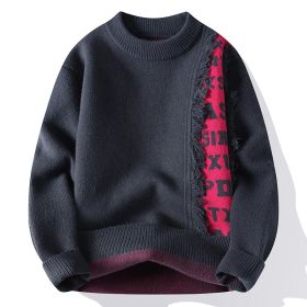 Fashionable Knitted Pullover Men's Long Sleeve (Option: Gray-M)