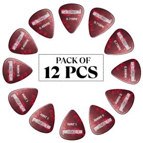 5 Core Guitar Picks 12 Piece Celluloid Light Medium Heavy Extra Heavy For Acoustic Electric Guitars (Option: Red)