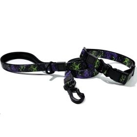 UV Printing Camouflage Embossed Pet Leash Set Is A Perfect Combination Of Style And Functionality Specially Designed For Pets' Outdoor Activities. Eve (Option: Purple-15mm)