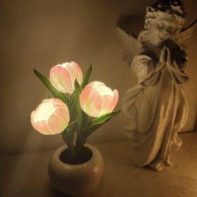 Tulip Lamp - LED Replica Tulip Table Lamp With Flower Vase For Desktop Decoration. Suitable For Home, Living Room, Desktop Decoration, Holiday Gifts, (Option: pink)