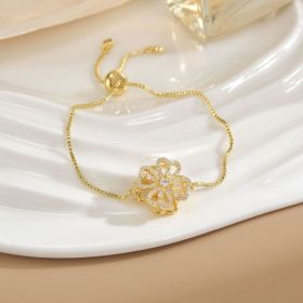 Simple Rotatable Flower Color-preserving Pure Copper Gold-plated Bracelet (Option: Rotating Bracelet 28)