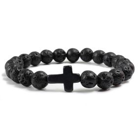 Blue Turquoise Cross Bracelet (Option: A Black-21cm)