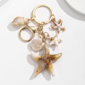 Simulation Shell Conch Starfish Five-pointed Star Pendant Keychain (Option: Style 10)