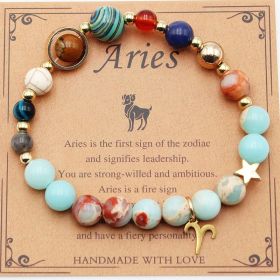 Twelve Constellations Bracelets Natural Stone Beaded Eight Planets (Option: Aries Shoushan Stone)