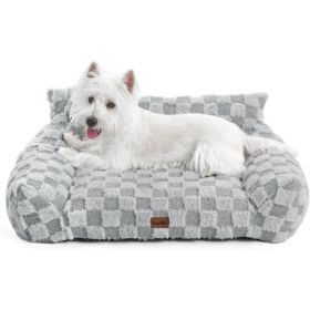 Made4Pets Medium Sage Green Plaid Pet Sofa Bed,Pickup Only (Option: Warm Grey-Large)