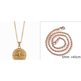 Stainless Steel Compass Circular Necklace (Option: Gold solidwith rosegold)