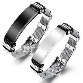 Premium Bracelet Titanium Steel Adjustable Bracelet (Option: Blackwhite)