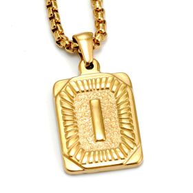 European And American Fashion Men's All-stainless Steel Letter Pendant Gold-plated 18K Titanium Steel Letter Necklace (Option: Gold-I)
