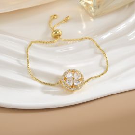 Simple Rotatable Flower Color-preserving Pure Copper Gold-plated Bracelet (Option: Rotating Bracelet 27)