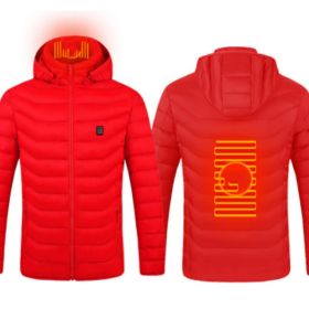 New Heated Jacket Coat USB Electric Jacket Cotton Coat Heater Thermal Clothing Heating Vest Men's Clothes Winter (Option: Red Zone2-6XL)