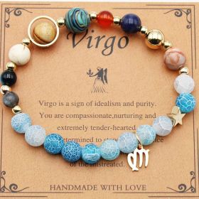 Twelve Constellations Bracelets Natural Stone Beaded Eight Planets (Option: Viego Agate Flowers)