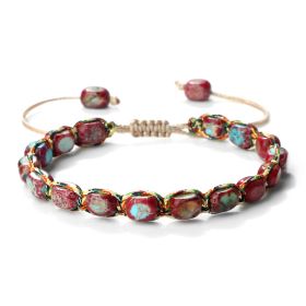 Retro Bohemian Style Hand Weaving Bracelet (Option: Emperor Red Blue Square)