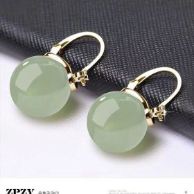 New Chinese Artificial Hetian Jade Ear Clip Advanced Simple (Option: Yellow Gold)