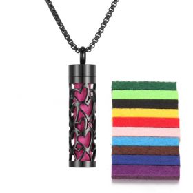 Aromatherapy Pendant Perfume Bottle Essential Oil Titanium Steel (Option: 13Black  10 cotton pads)