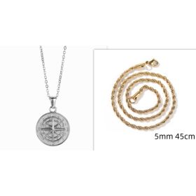 Stainless Steel Compass Circular Necklace (Option: Silver solid with gold)