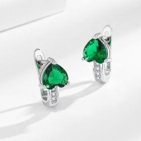 Loving Heart Zircon British Ear Clip Japanese And Korean Simple (Option: White Gold Color Lvzuan)