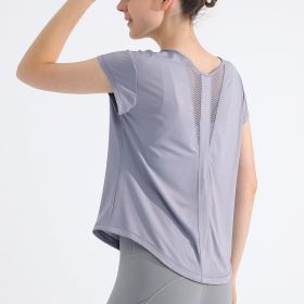 Womens Quick-Dry Sports T-Shirt Yoga Apparel (Option: TX 06yue Light Purple-M)