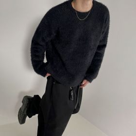 Mink Hair Comfortable Knitwear Male Autumn And Winter Loose (Option: Black-XL)