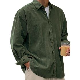 Casual Loose Men's Autumn And Winter Thick Shirt Jacket (Option: Army Green-S)