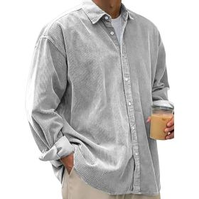 Casual Loose Men's Autumn And Winter Thick Shirt Jacket (Option: Light Gray-S)