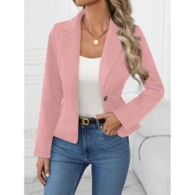High-end Solid-color Womens Blazer (Option: Pink-M)