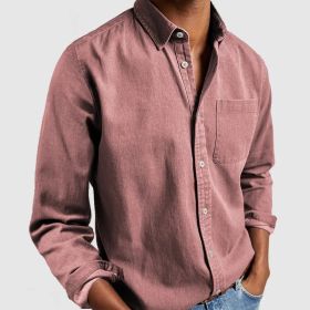 Men's Shirt New Long Sleeve Lapel (Option: Pink-5XL)