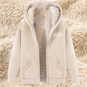 Men's Fleece Hoodie With Fleece Lining, Thick And Warm For Winter, Lamb Fleece For Autumn And Winter (Option: 21 Apricot-3XL)