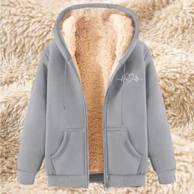Men's Fleece Hoodie With Fleece Lining, Thick And Warm For Winter, Lamb Fleece For Autumn And Winter (Option: 21 Light Gray-5XL)