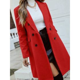Clasi Double Breasted Lapel Collar Overcoat (Option: Red-3XL)