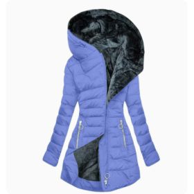Slim-fit Cotton-padded Jacket Coat Hooded (Option: Royal blue and black backgroun-XXL)