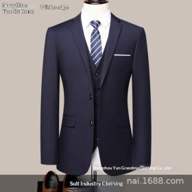 New Mens Formal Trousers For Suits And Professional Outerwear (Option: Navy Blue-6XL-Two buttons)