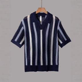 European And American Style Thick Needle Hollow Sweater (Option: Blue-S)