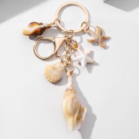 Simulation Shell Conch Starfish Five-pointed Star Pendant Keychain (Option: Style 4)