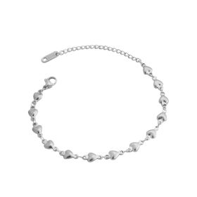 Gold Chain Heart Bracelet Stainless Steel (Option: Steel)