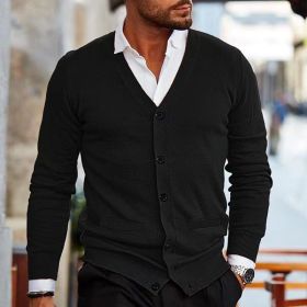 Men's Clothing Sweater Coat Autumn And Winter (Option: Black-XL)
