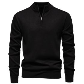 Men's Knitwear Top Half Zipper (Option: 6983 Black-XL)